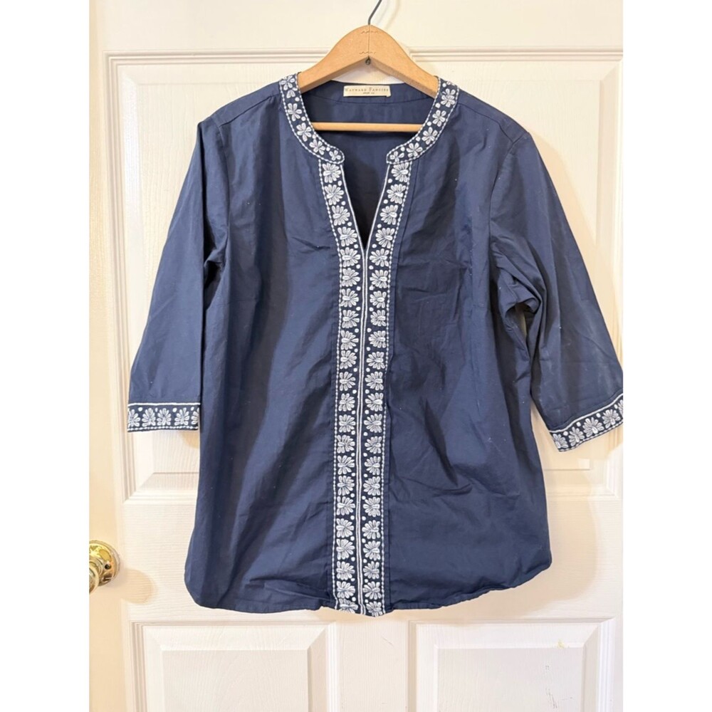 Wayward Fancies Blue & White Tunic Top XL